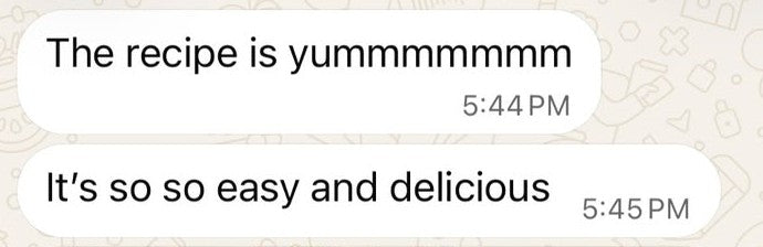 WhatsApp message from a parent who tried the cookie kit