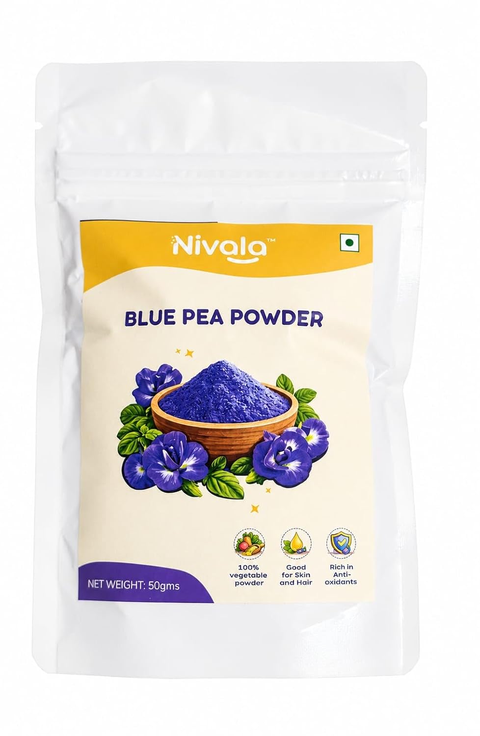 Nivala Blue Pea Powder | 100% Natural Butterfly Pea Colour | 50g