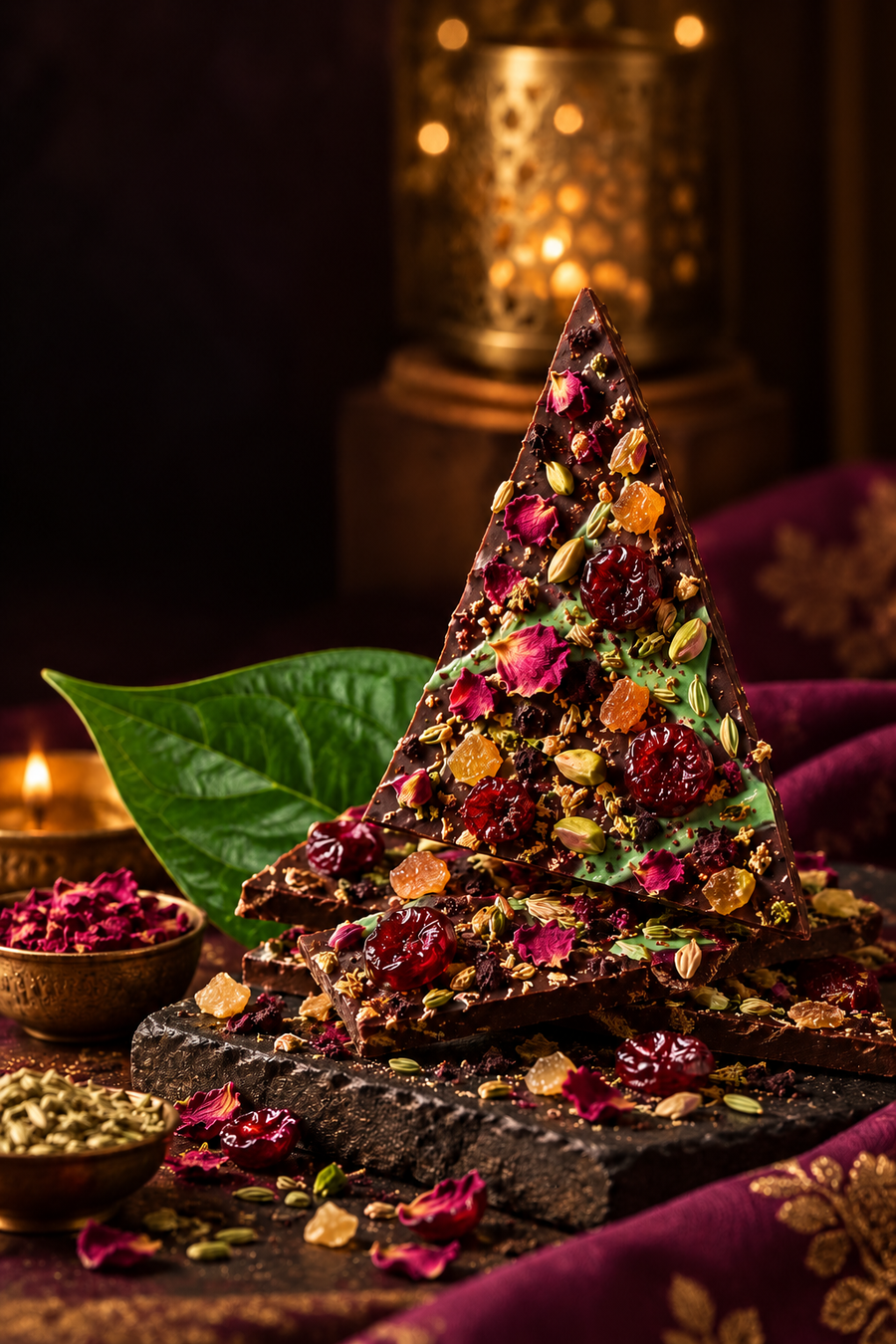 Meetha paan dark chocolate bark with rose petals (1 of 4)