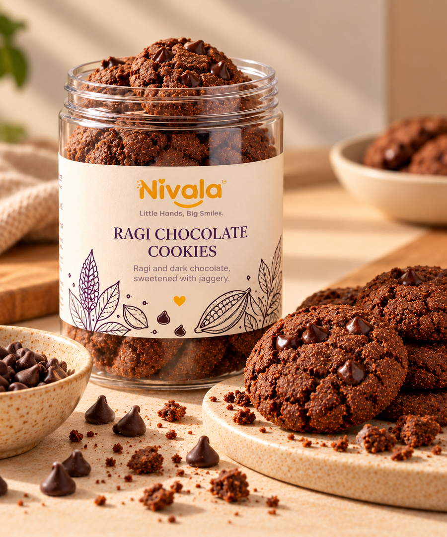 Nivala Ragi Chocolate Cookies in an open jar (2 of 2)