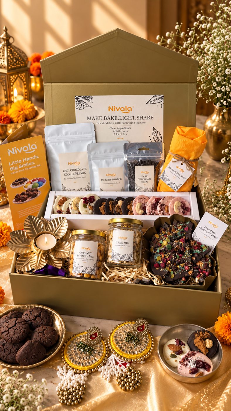 Celebration Grande Diwali hamper in a large matte gold box