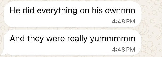 WhatsApp message from a parent who tried the cookie kit