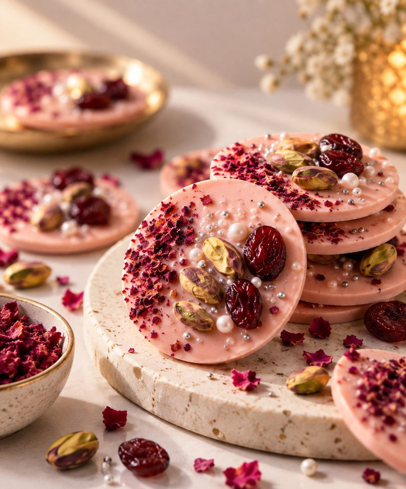 Rose and Cranberry Chocolate Discs